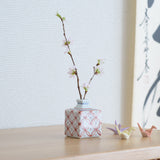 Baizan Kiln Red Shippou Tobe Japanese Flower Vase