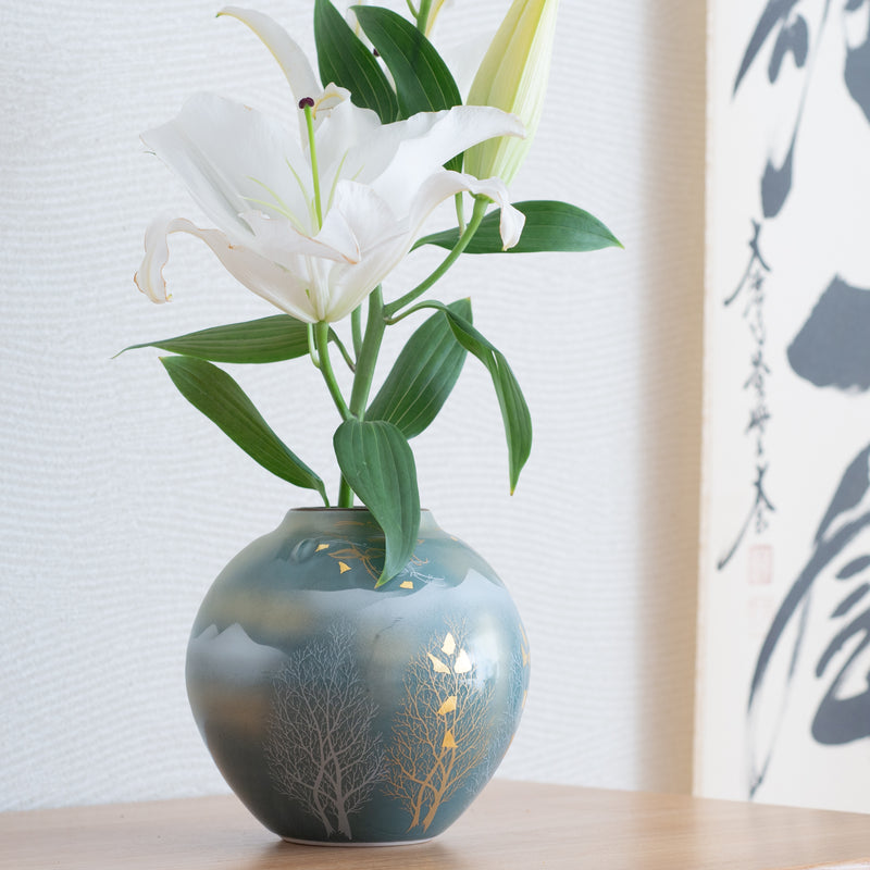 Golden Tree Kutani Japanese Flower Vase
