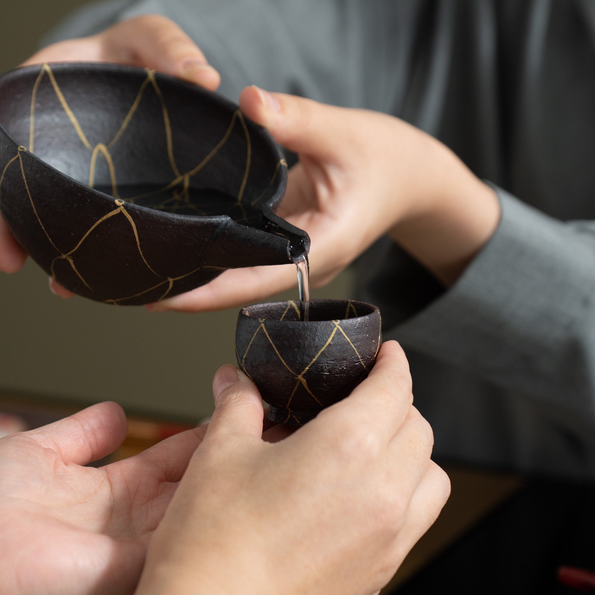 Kinsai Mesh Design Ochoko Sake Cup