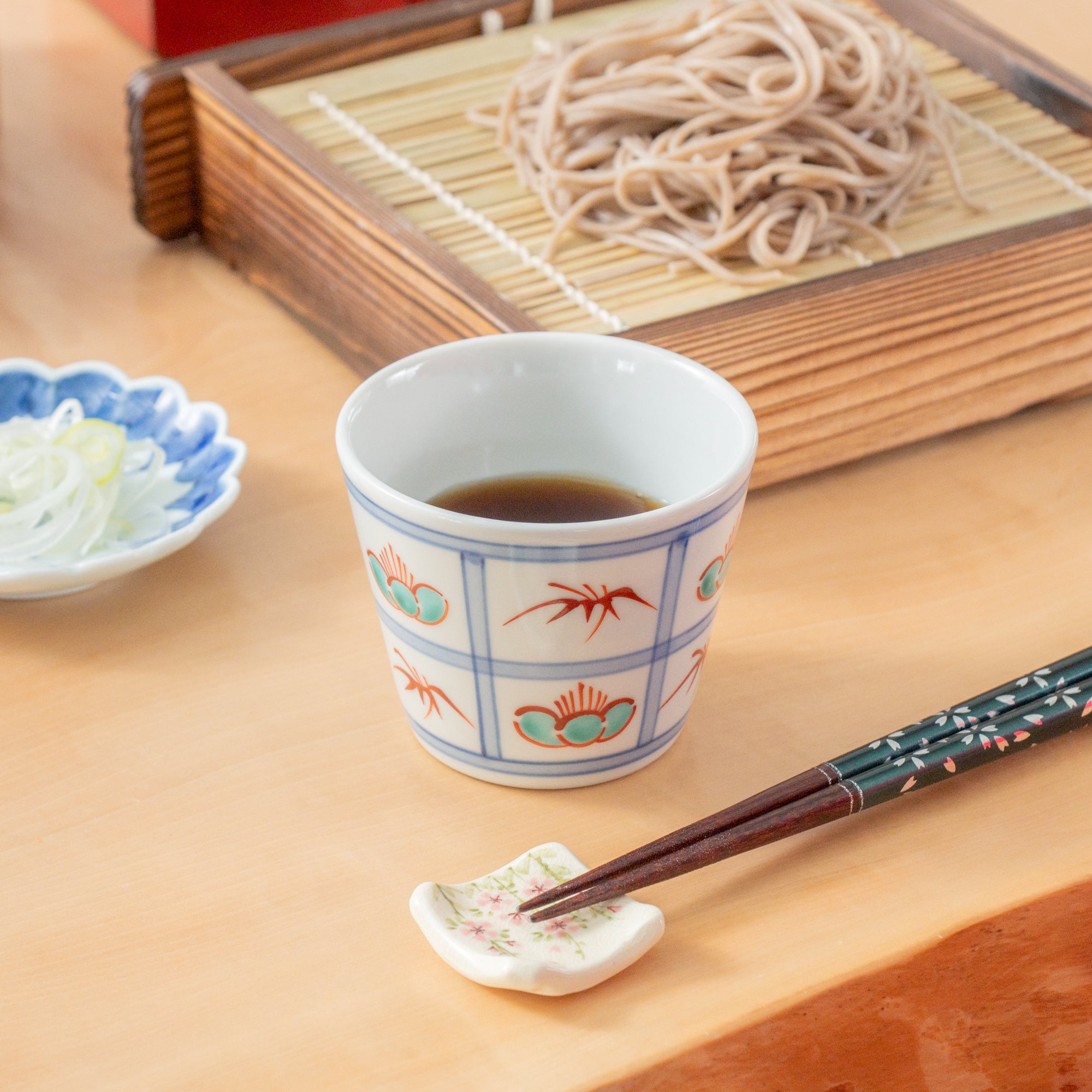 Plum Blossom and Bamboo Soba Choko Cup