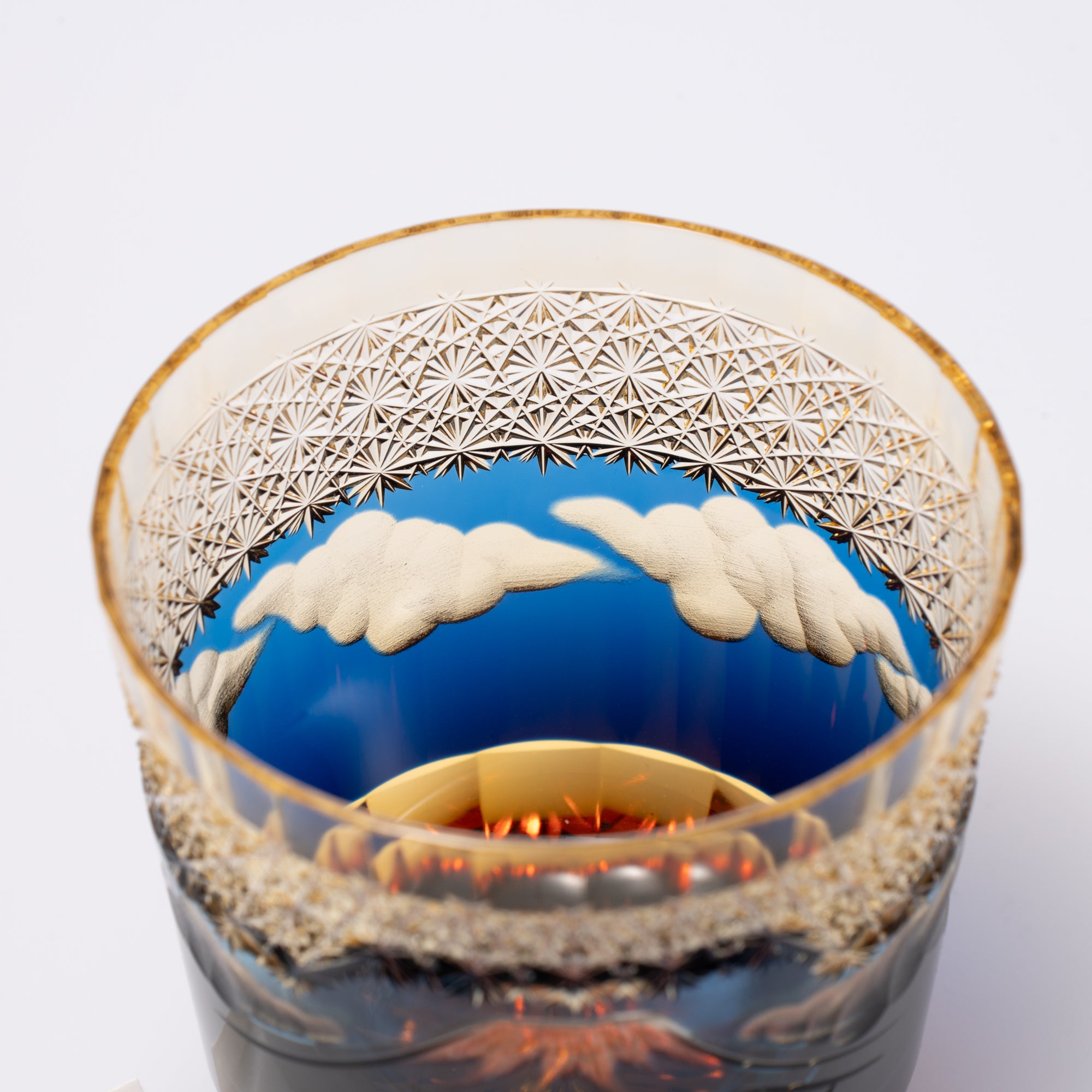 Hokusai Mt. Fuji Edo Kiriko Whiskey Glass