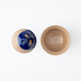 Musubi Mono Blue Glaze Gold Chrysanthemum Arita Chawanmushi Bowl