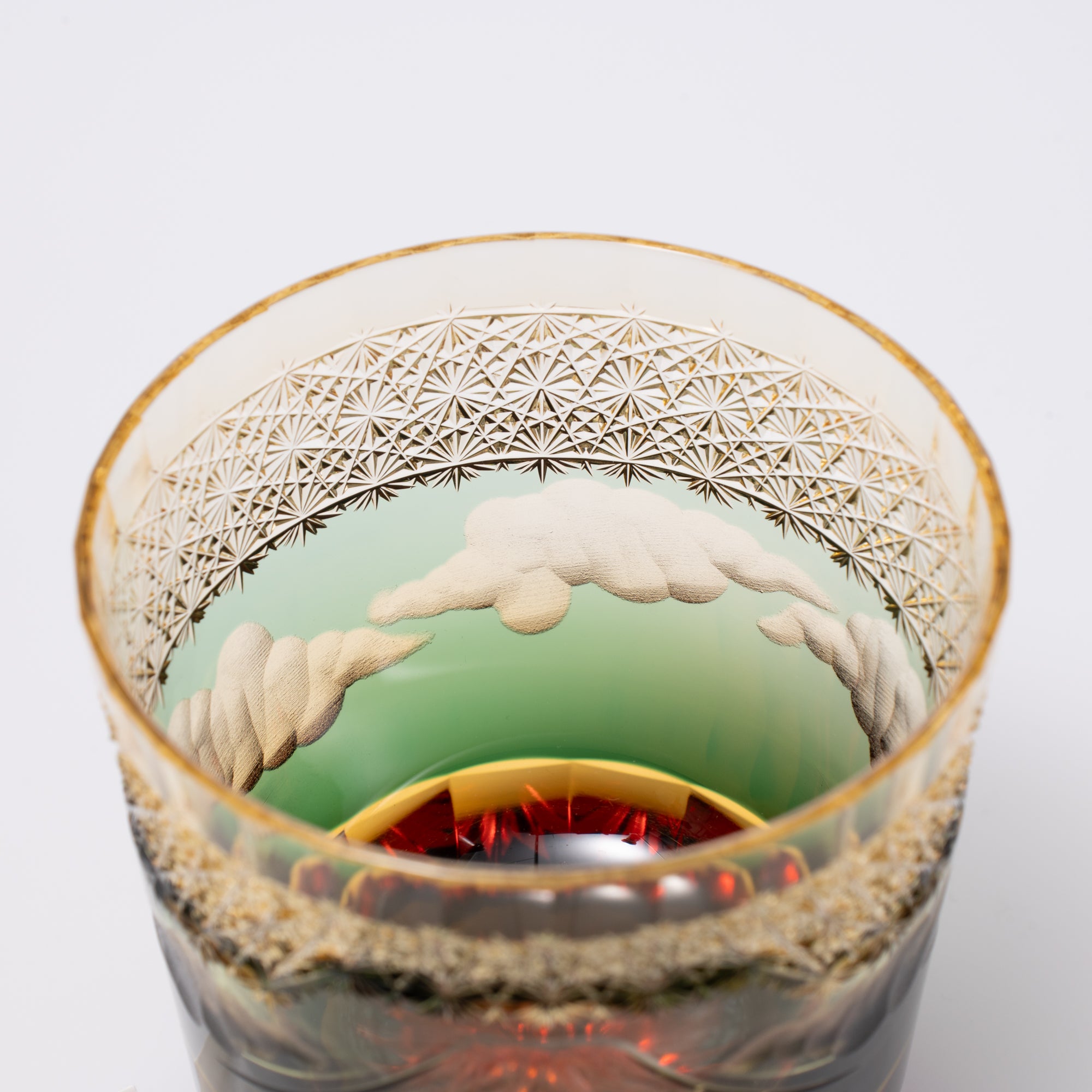 Hokusai Mt. Fuji Edo Kiriko Whiskey Glass