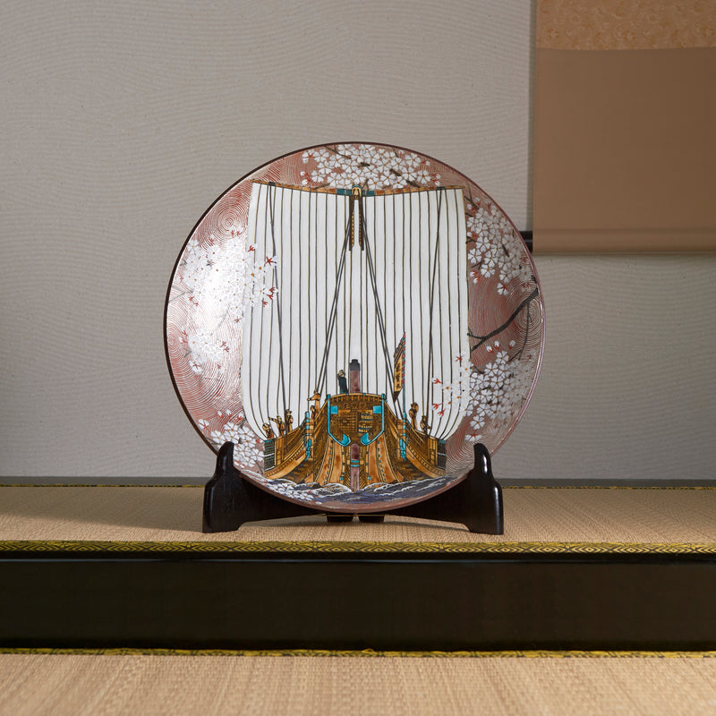 Kitamura Takashi Platinum Kitamaebune Ornamental Plate 12.6 in