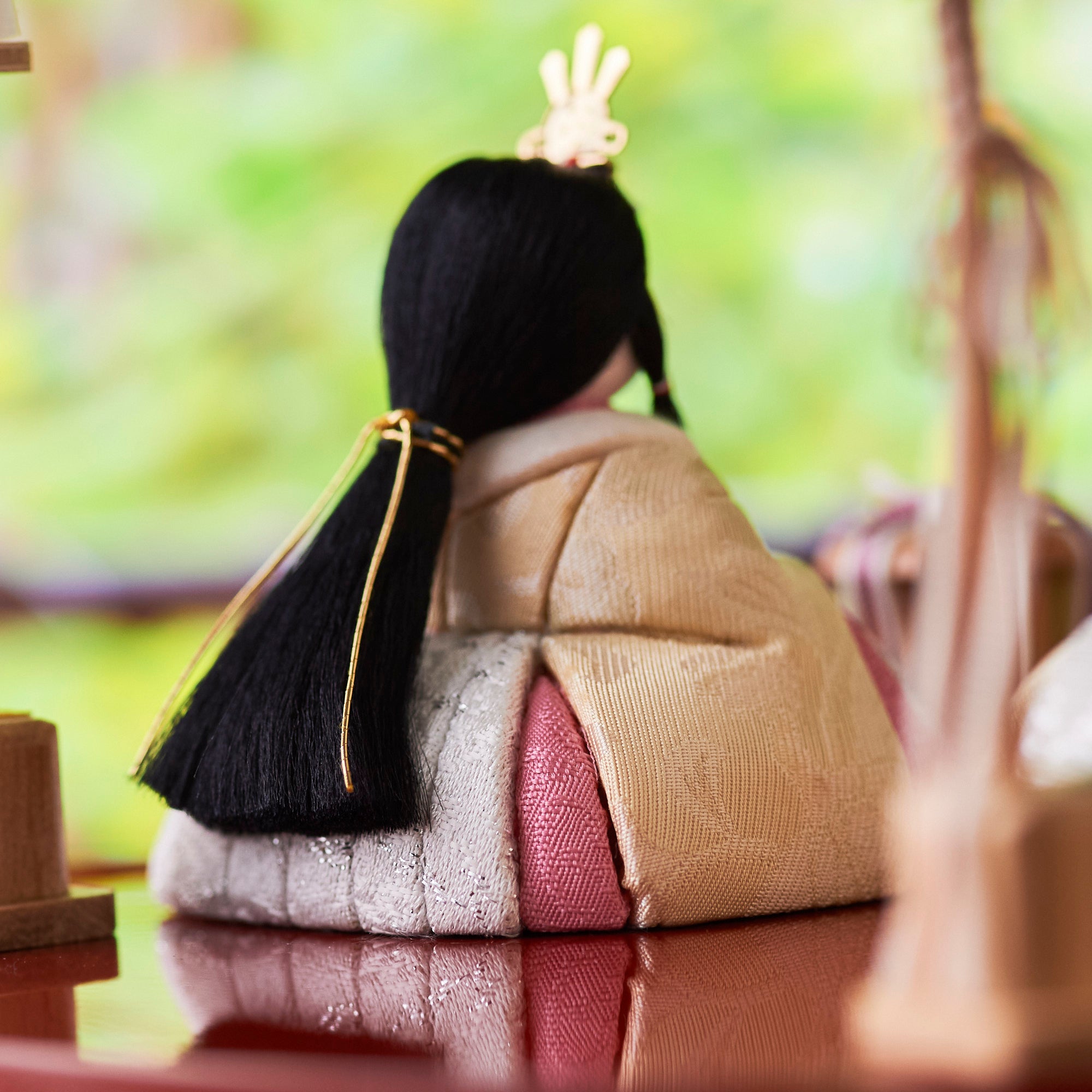 Peony Arabesque Hina Dolls with Golden Folding Screen