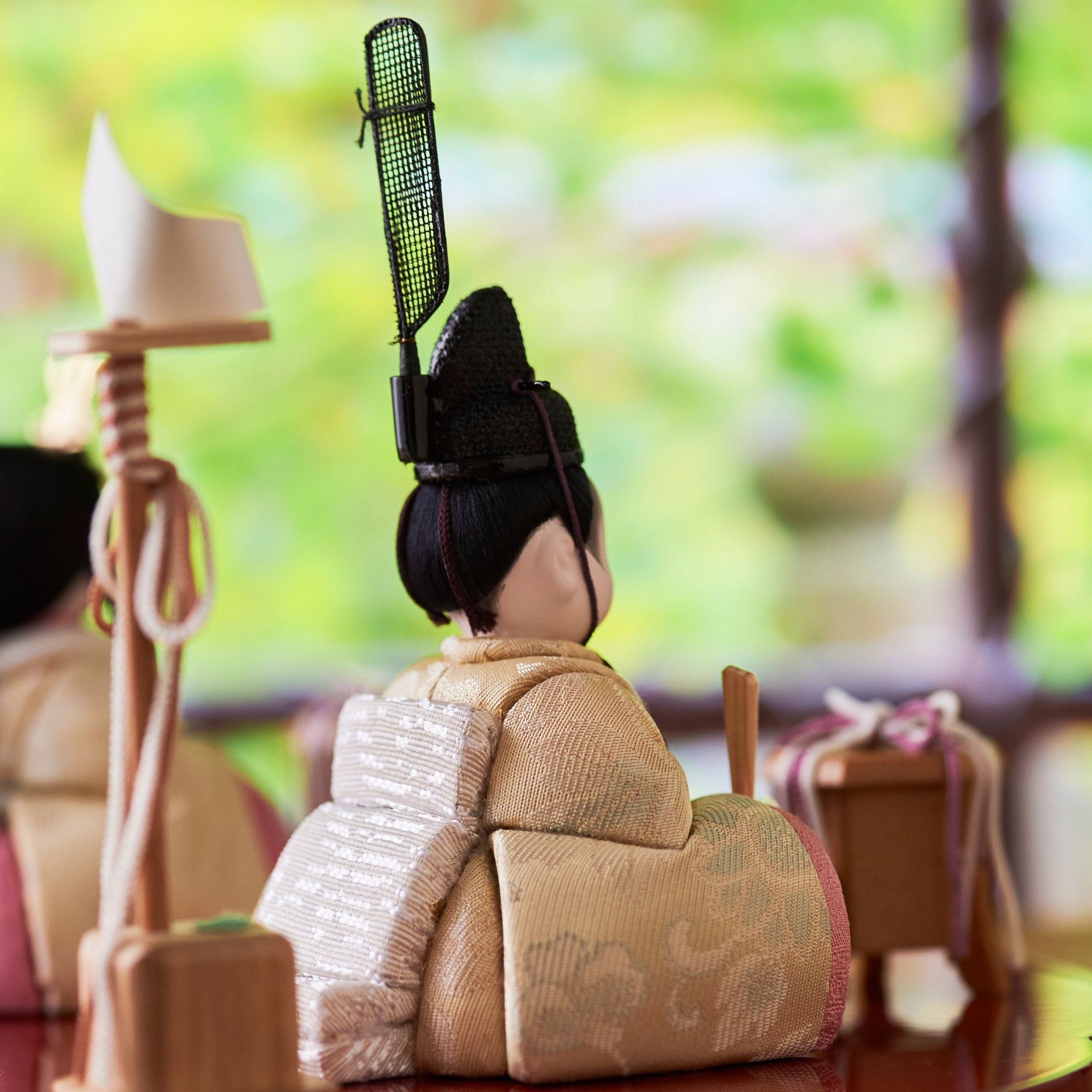 Peony Arabesque Hina Dolls with Golden Folding Screen