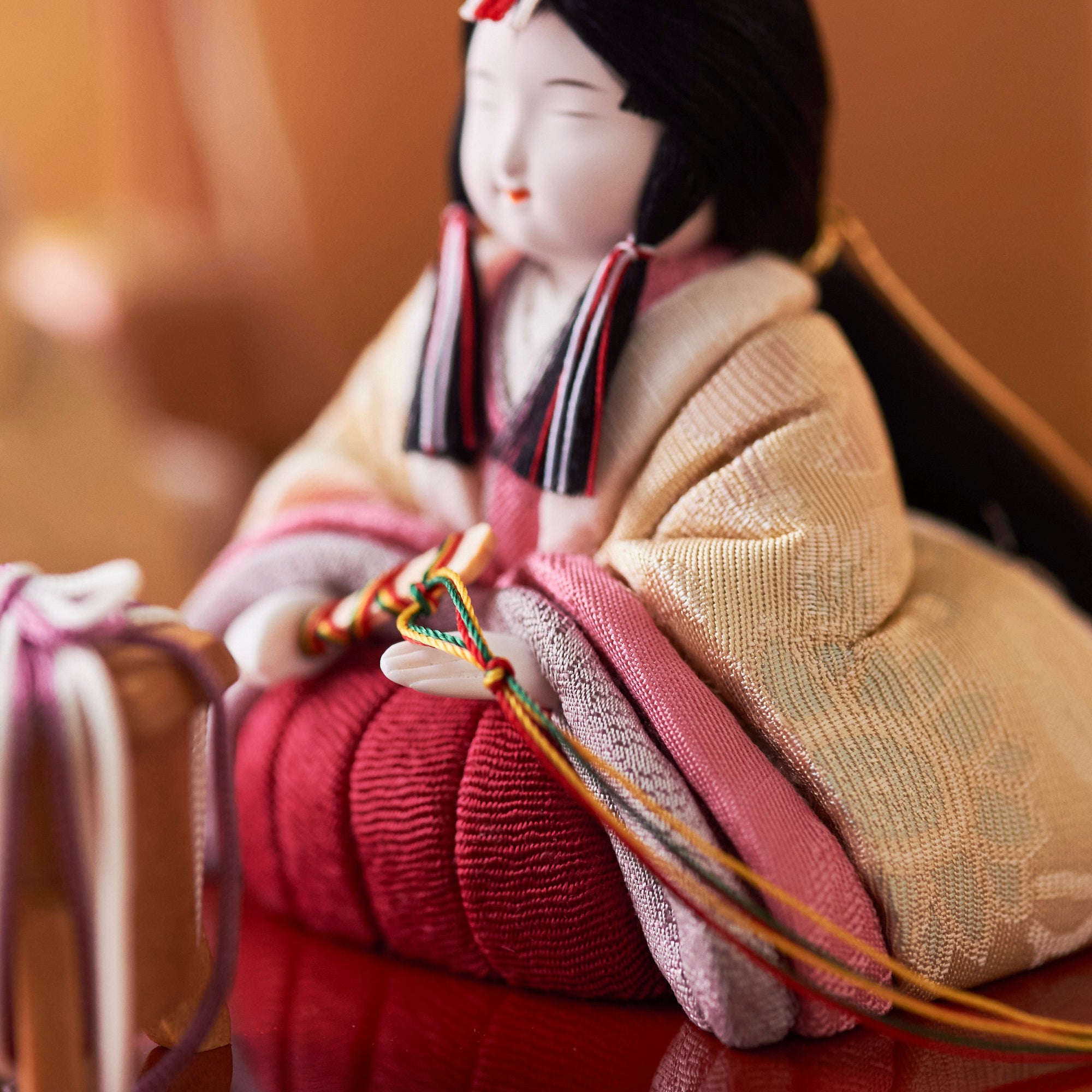 Peony Arabesque Hina Dolls with Golden Folding Screen