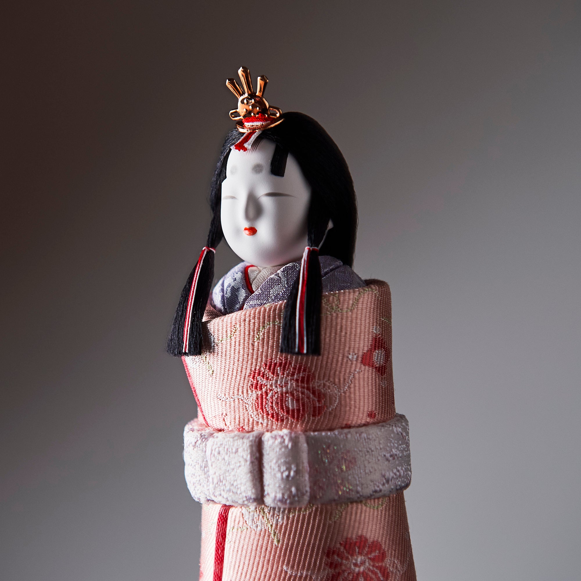 Standing Hina Dolls with Maki-e Plum Blossom Screen