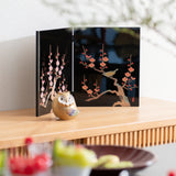 Fukunishi Sobe Plum and Nightingale Aizu Lacquerware Folding Screen