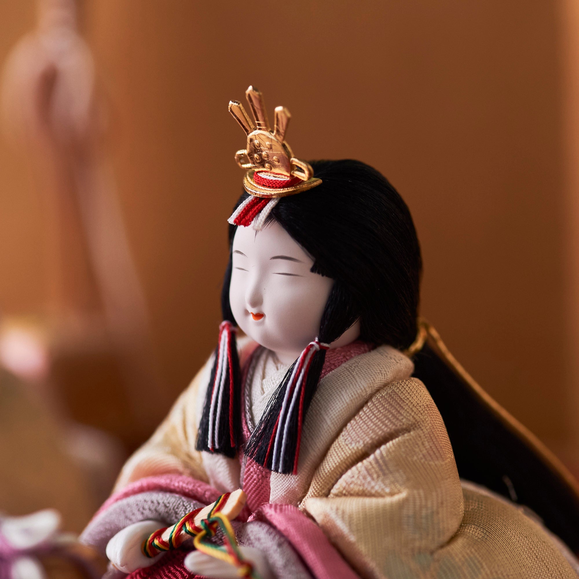 Peony Arabesque Hina Dolls with Golden Folding Screen