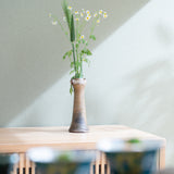 Hozan Kiln Goma and Sangiri Bizen Ware Eared Single Flower Vase