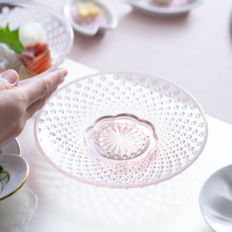 Hirota Arare Pattern Edo Glass Round Plate