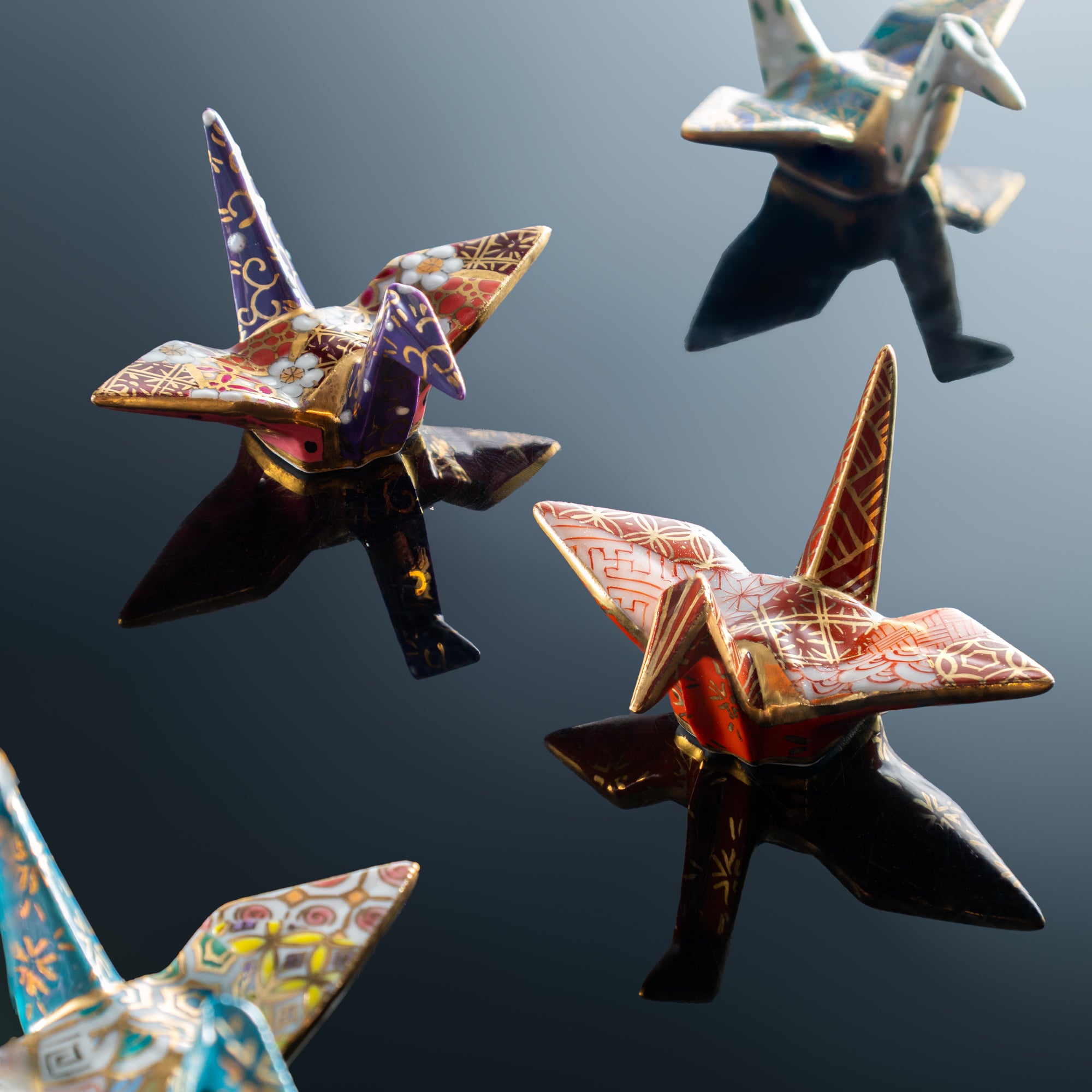 Gold-lined Origami Crane Chopstick Rest