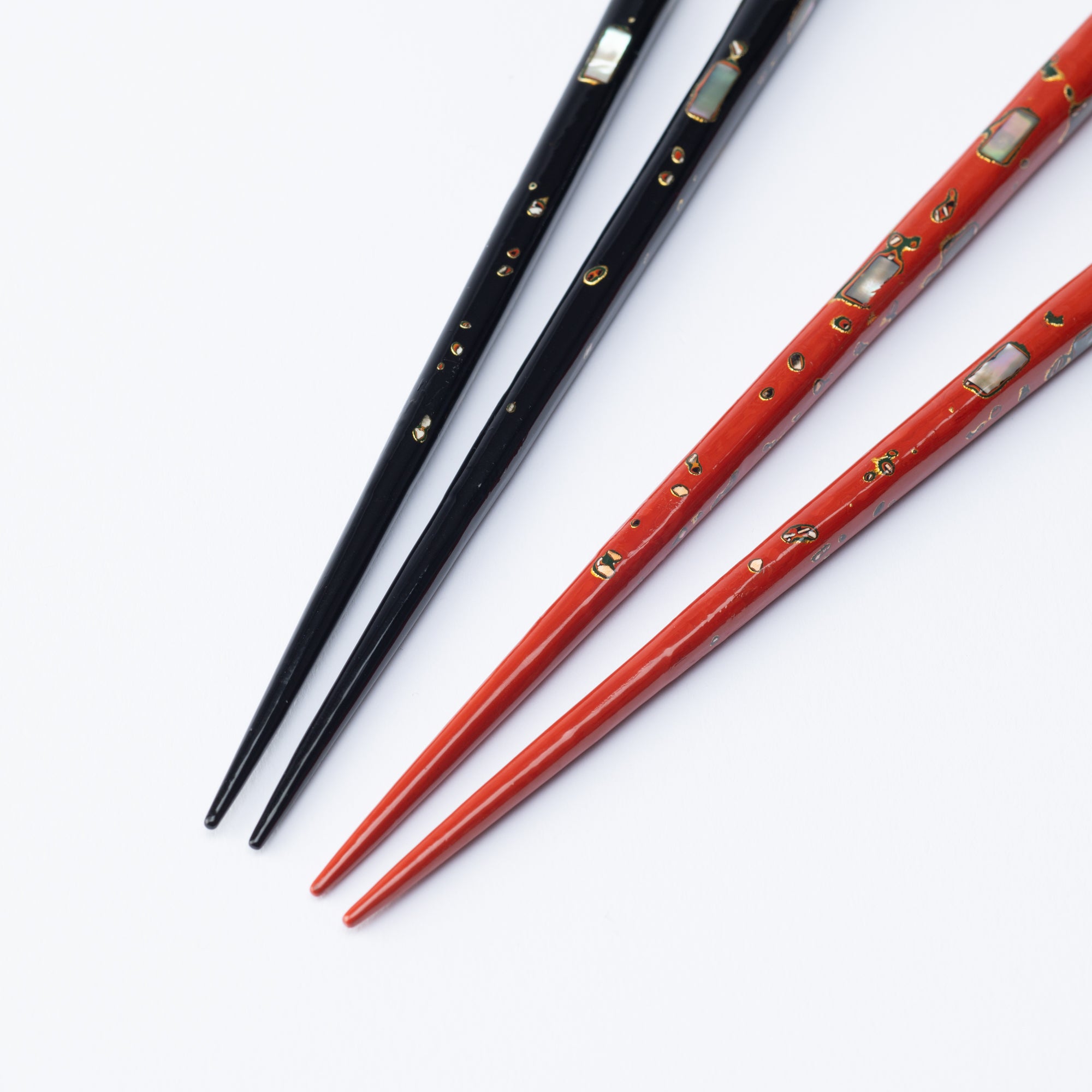 Matsukan Oki-gai Wakasa Lacquerware Set of Two Pairs of Chopsticks 23.5 cm (9.3 in)/20.5 cm (8.1 in)