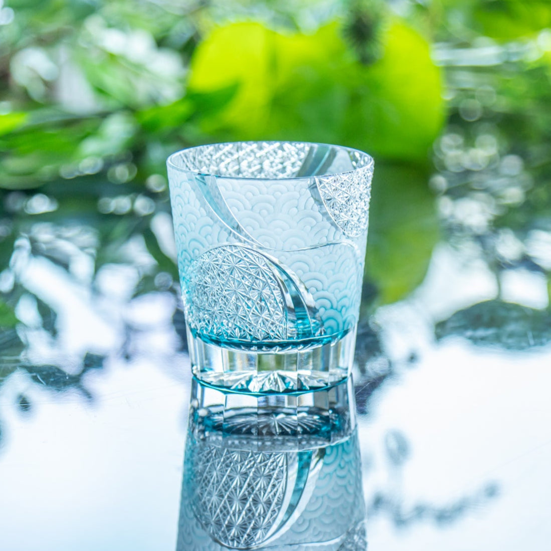 Rolling Waves Edo Kiriko Whiskey Glass