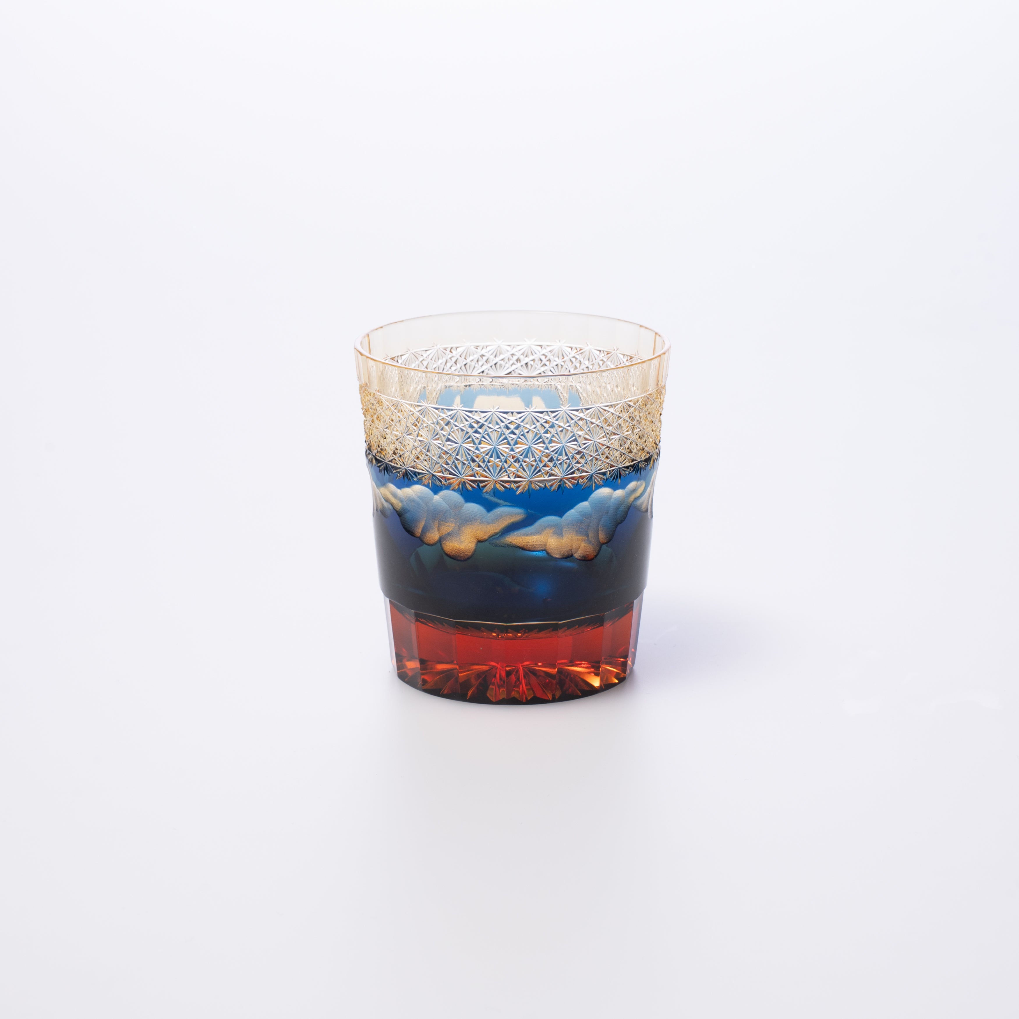 Hokusai Mt. Fuji Edo Kiriko Whiskey Glass