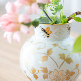 Kinzan Kiln KINZAN White Arabesque Bee Small Pot