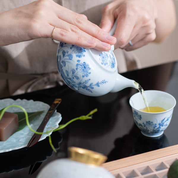 Kakusho Kiln Chrysanthemum and Bush Clover Mikawachi Ware Japanese Teapot 220 ml (7.4 oz)
