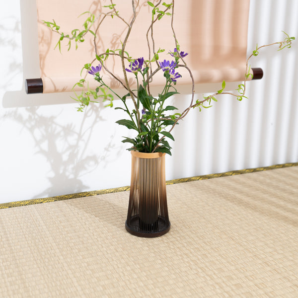 Mt. Fuji Suruga Bamboo Basketry Japanese Flower Vase