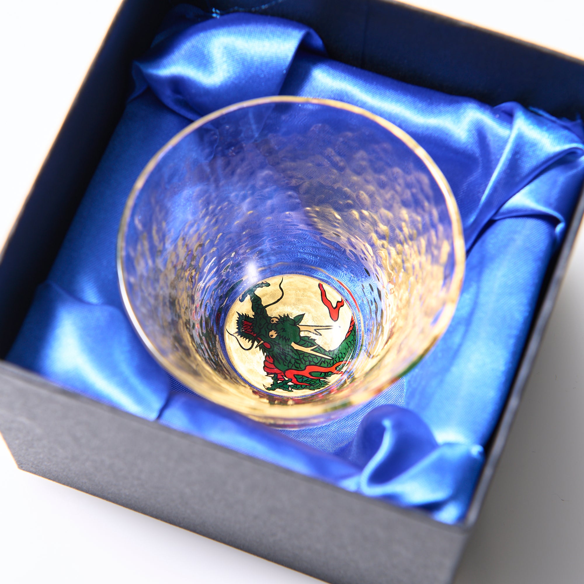 Green Dragon Maki-e Glass Guinomi Sake Cup