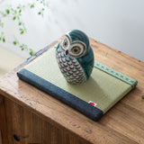 Green Glaze Kutani Owl Figurine