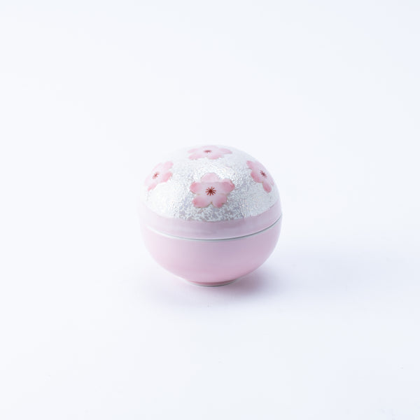 Tasei Kiln Lustrous Pink Sakura Arita Ware Candy Box with Lid