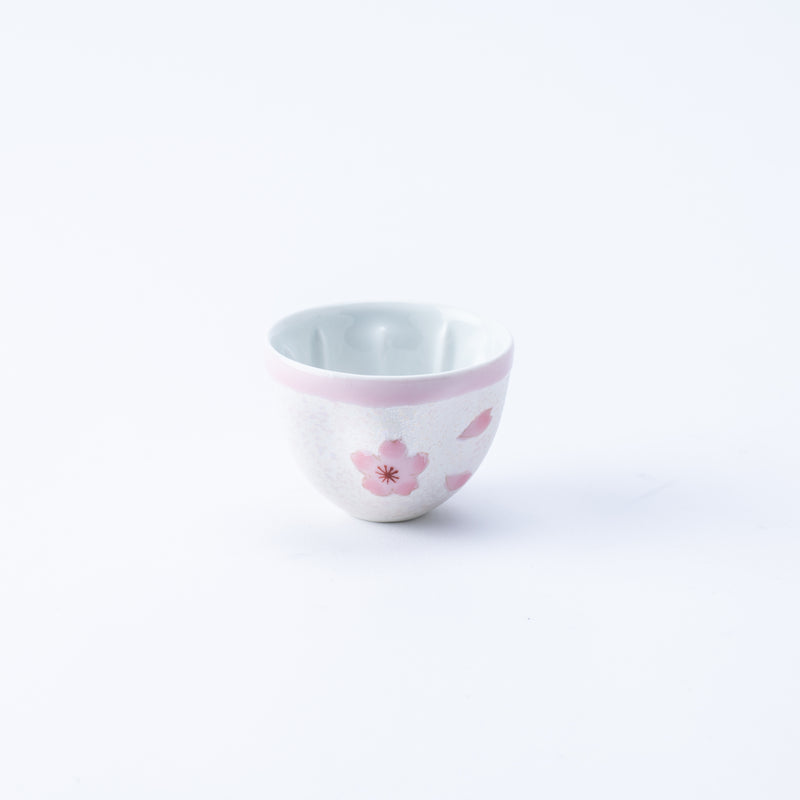 Tasei Kiln Lustrous Pink Sakura Arita Ware Guinomi Sake Cup