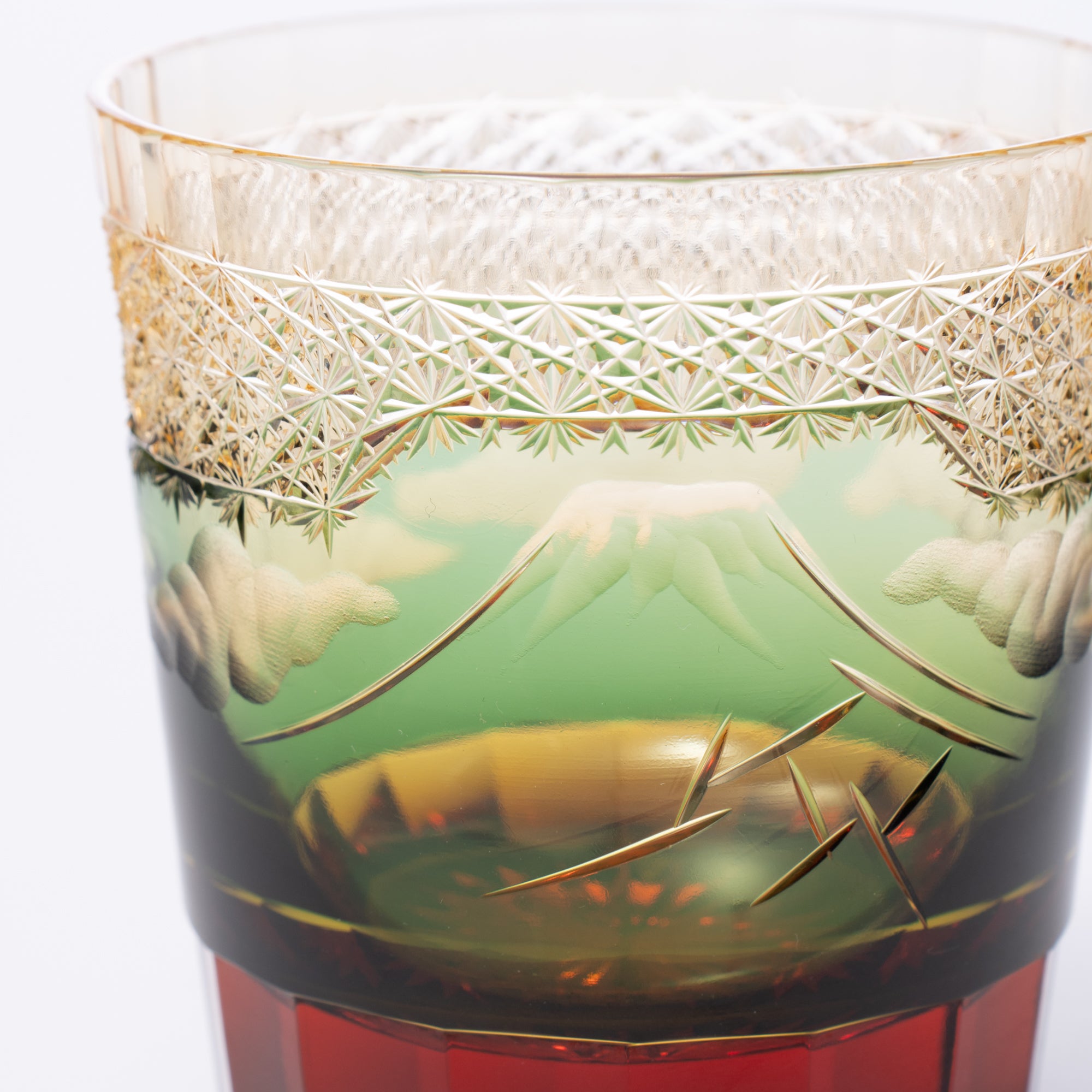 Hokusai Mt. Fuji Edo Kiriko Whiskey Glass