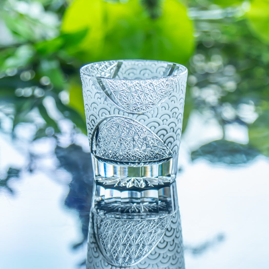 Rolling Waves Edo Kiriko Whiskey Glass