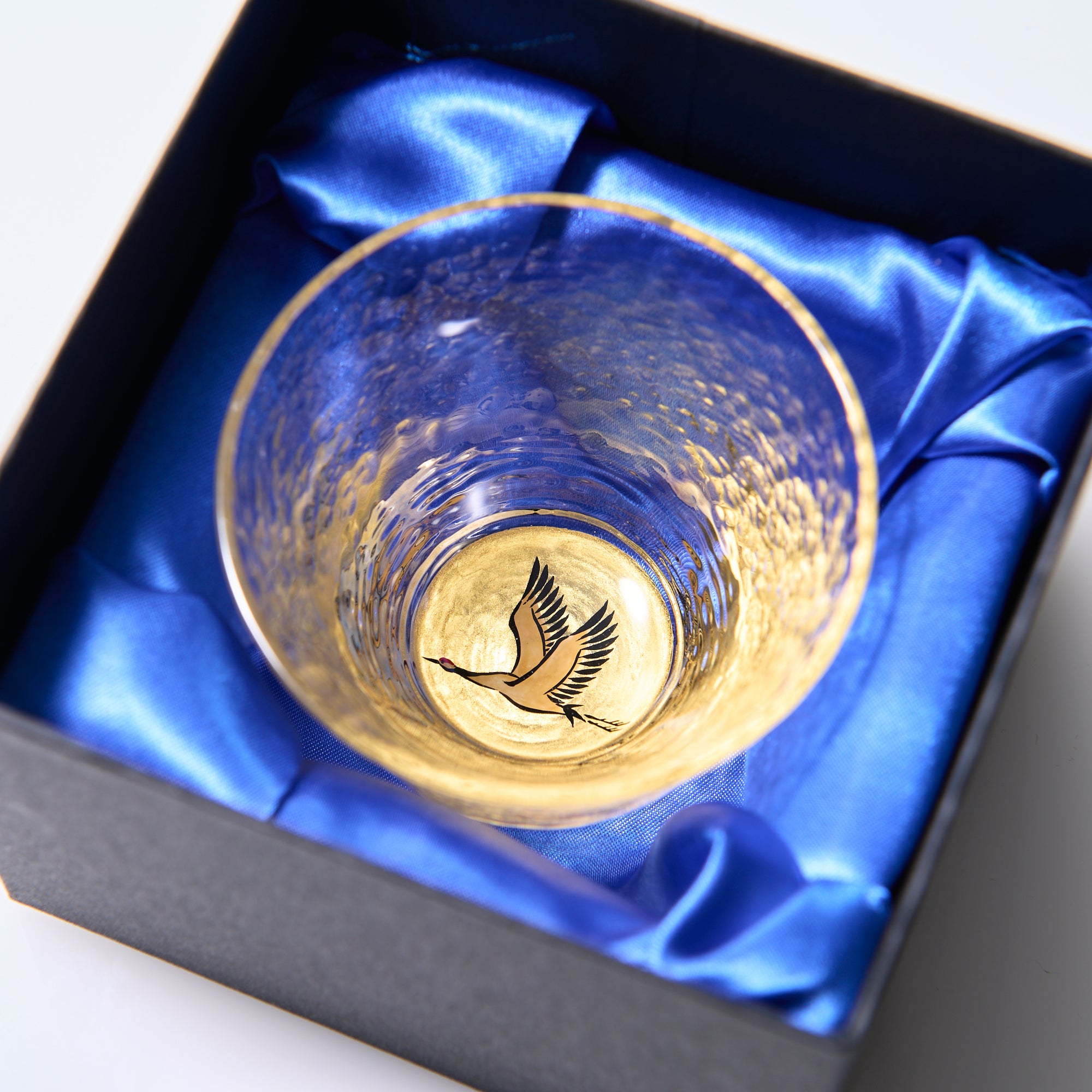 Crane Maki-e Glass Guinomi Sake Cup