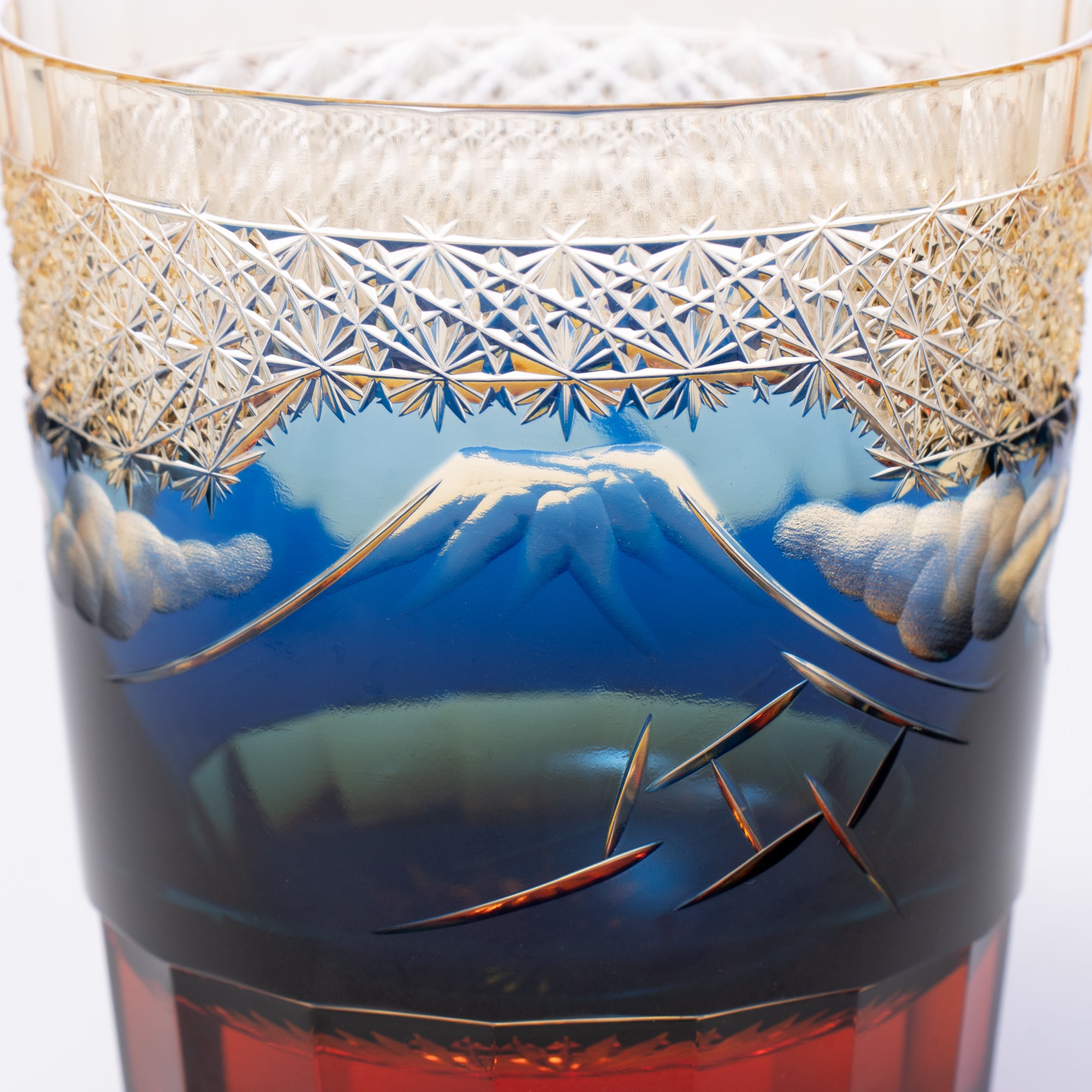 Hokusai Mt. Fuji Edo Kiriko Whiskey Glass
