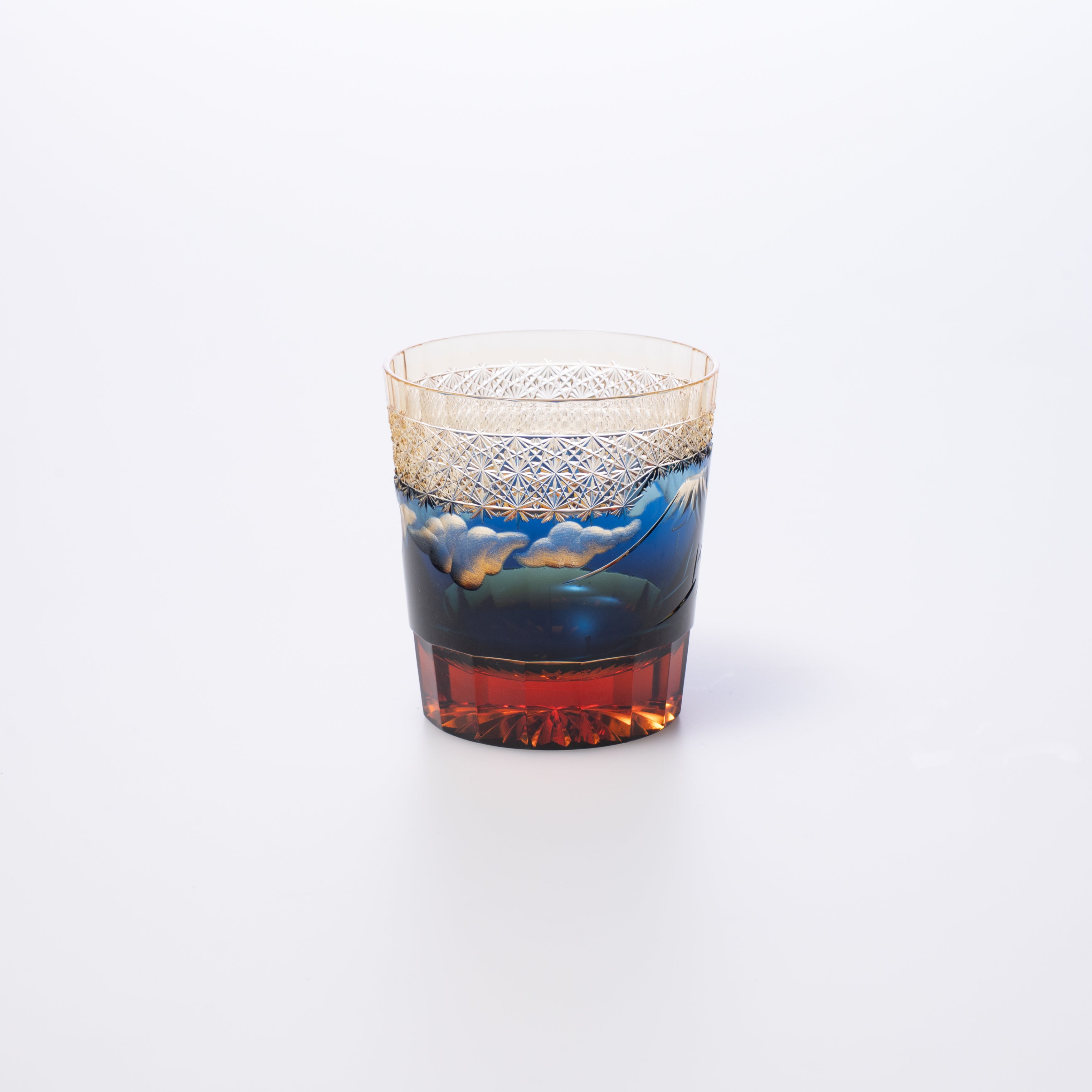 Hokusai Mt. Fuji Edo Kiriko Whiskey Glass
