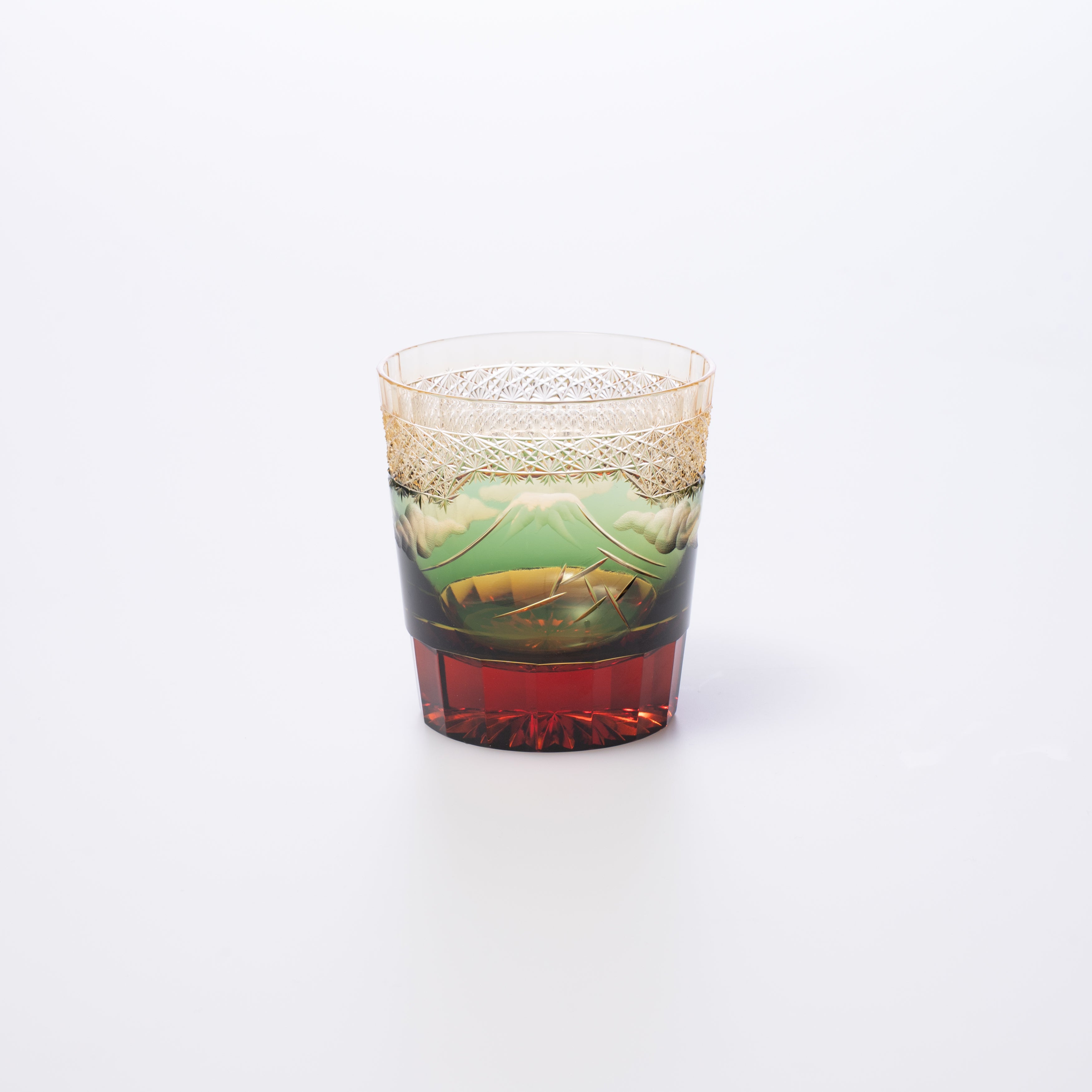 Hokusai Mt. Fuji Edo Kiriko Whiskey Glass