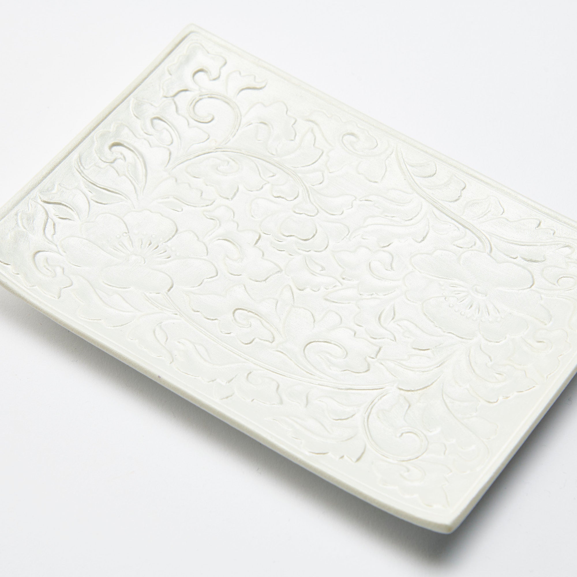 Rectangle Silver Sarasa Pattern Plate