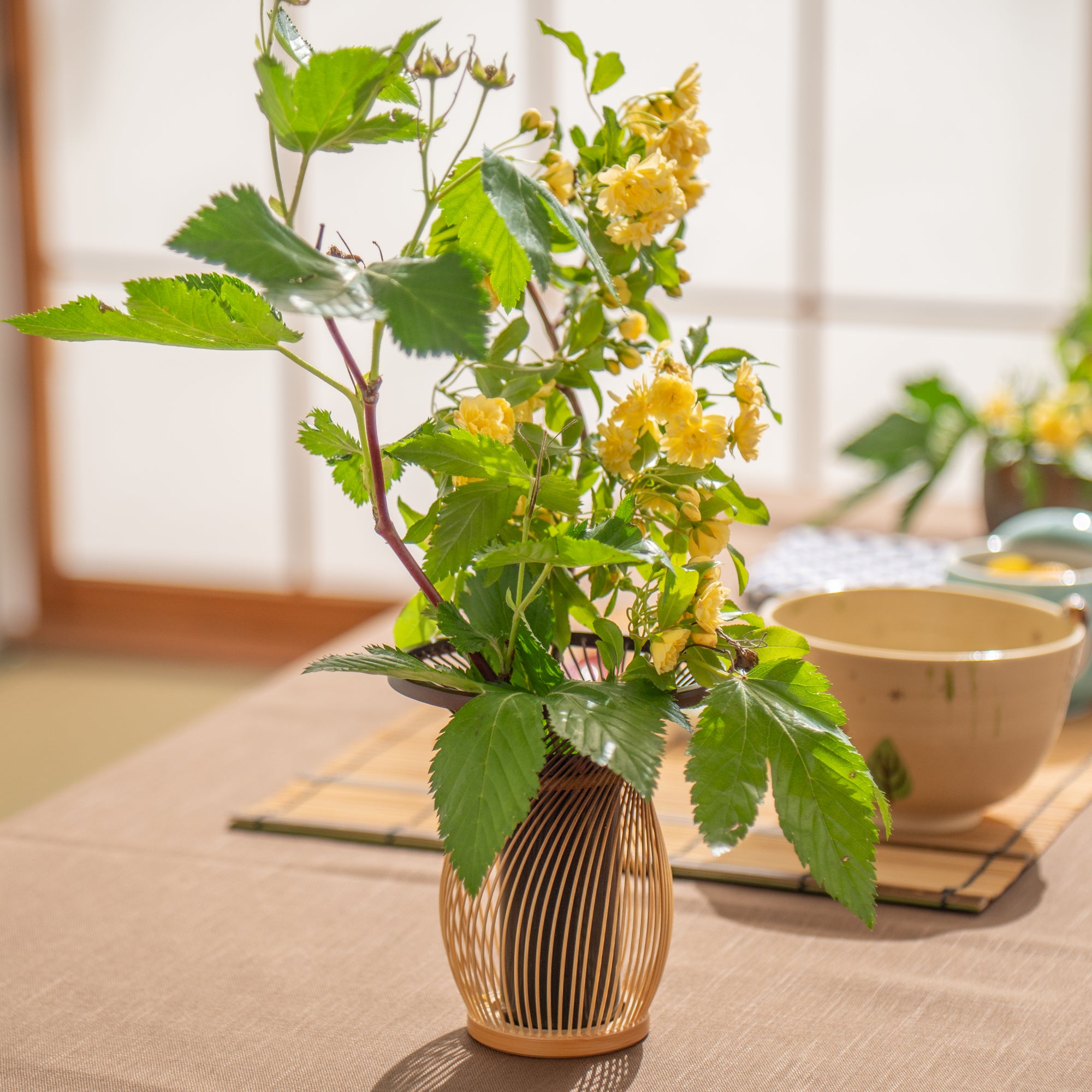 Curved Basketry Japanese Flower Vase