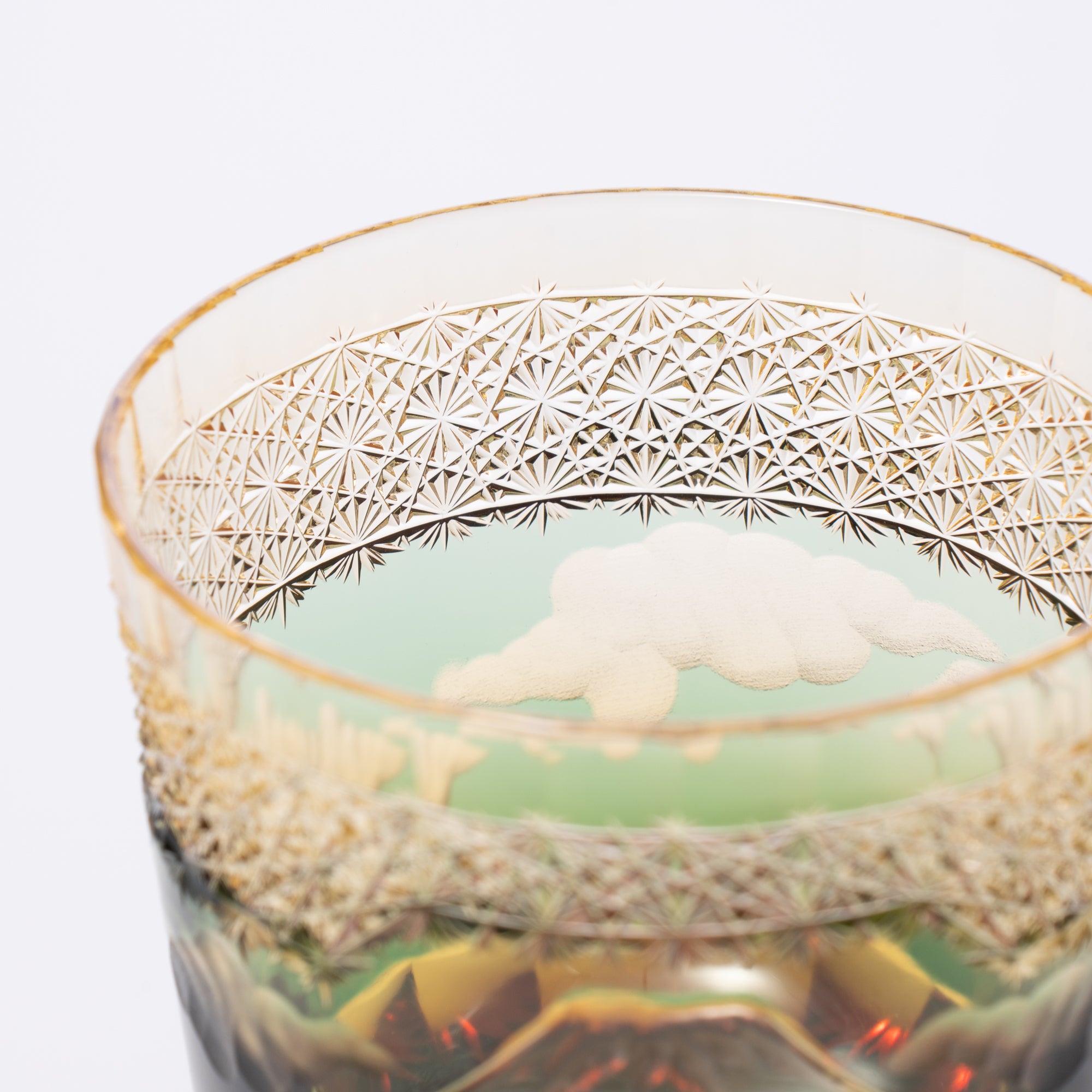 Hokusai Mt. Fuji Edo Kiriko Whiskey Glass