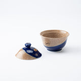 Musubi Mono Blue Glaze Gold Chrysanthemum Arita Chawanmushi Bowl