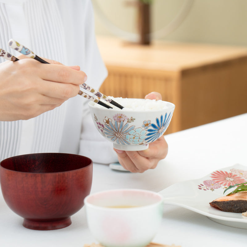 Atelier Yu Brilliant flower Kutani Japanese Rice Bowl