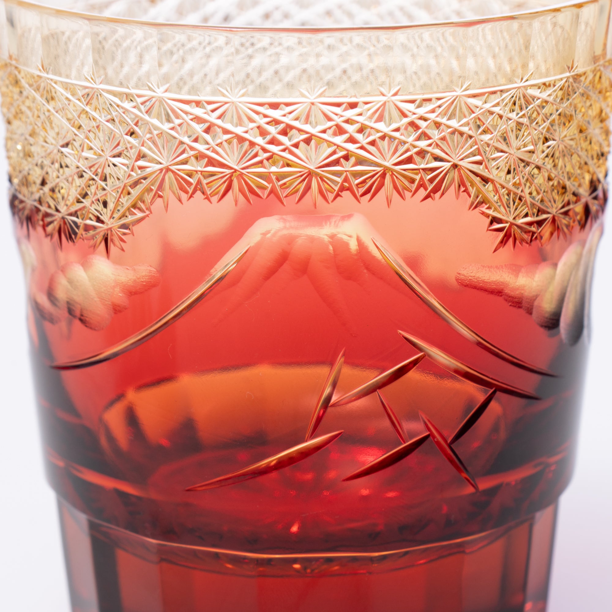 Hokusai Mt. Fuji Edo Kiriko Whiskey Glass