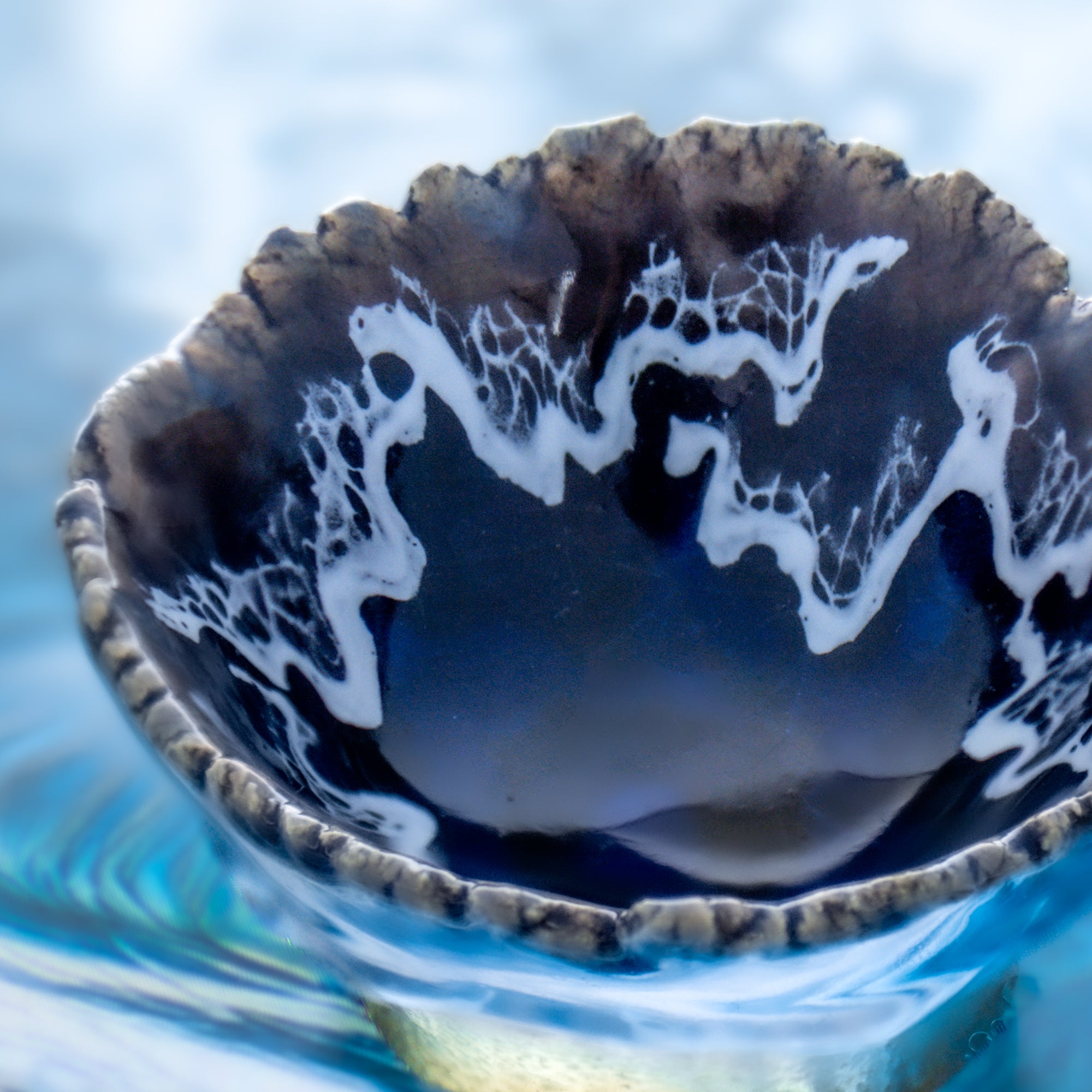 Sazameku Indigo Blue Guinomi Sake Cup