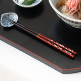 Cherry Blossoms Wakasa Lacquerware Chopsticks 23cm(9in)/21cm(8.3in) and Apple Chopstick Rests (Set of Two)