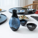 Ginsai Blue Kutani Sake Set with Tray