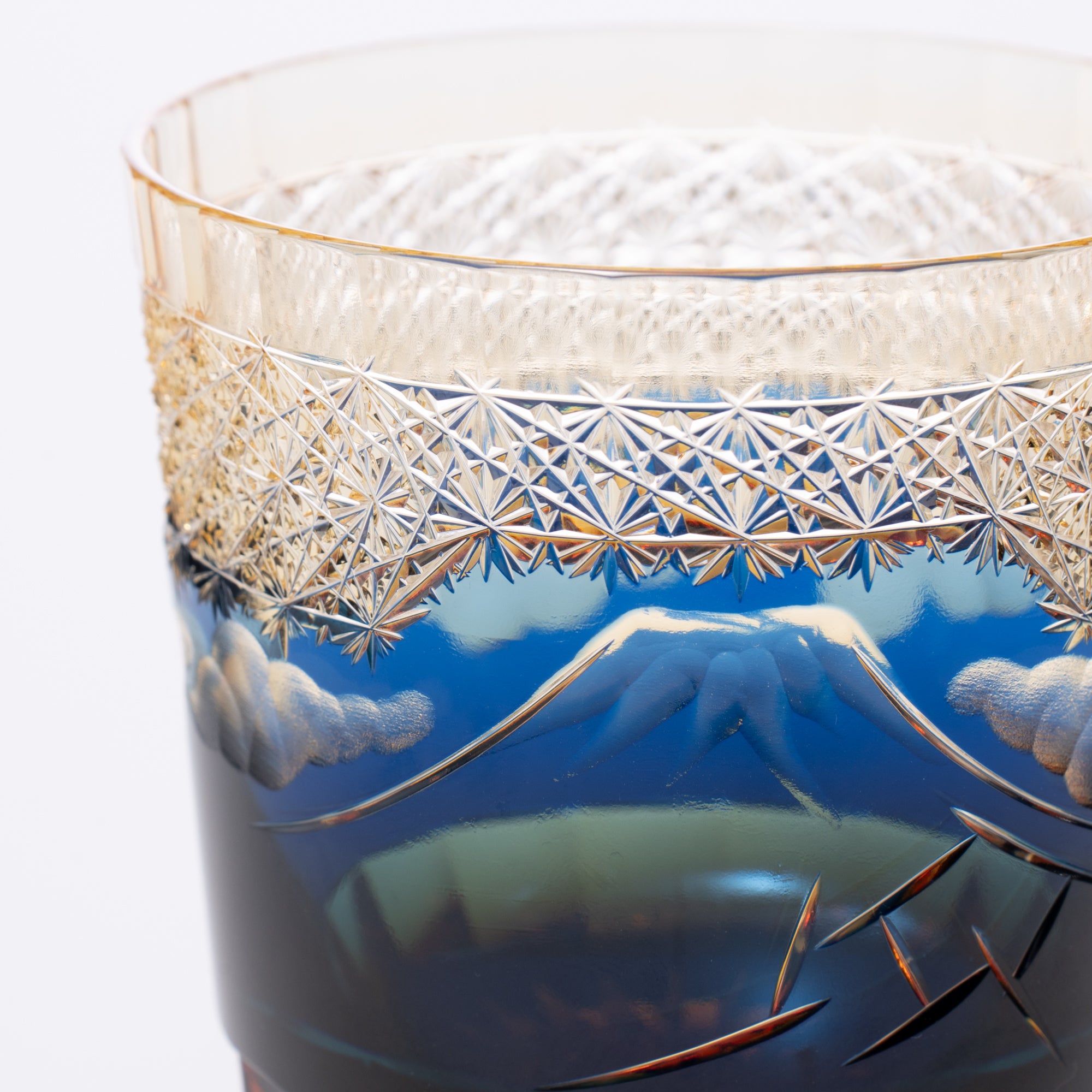 Hokusai Mt. Fuji Edo Kiriko Whiskey Glass