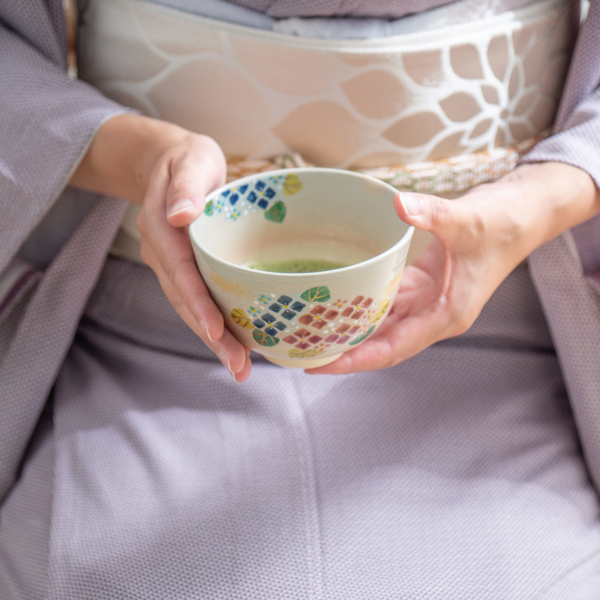 Blooming Hydrangeas Matcha Bowl