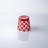 Hirota Checkered Pattern Edo Kiriko Glass Soba Choko Cup with Lid