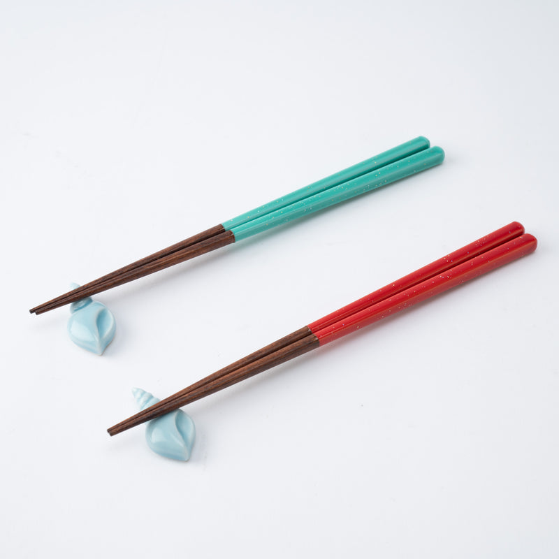 Matsukan Sound of the Sea Shimmering Waves Wakasa Lacquerware Set of Two Pairs of Chopsticks 22.5 cm (8.9 in) with Chopstick Rests (Set of Two)