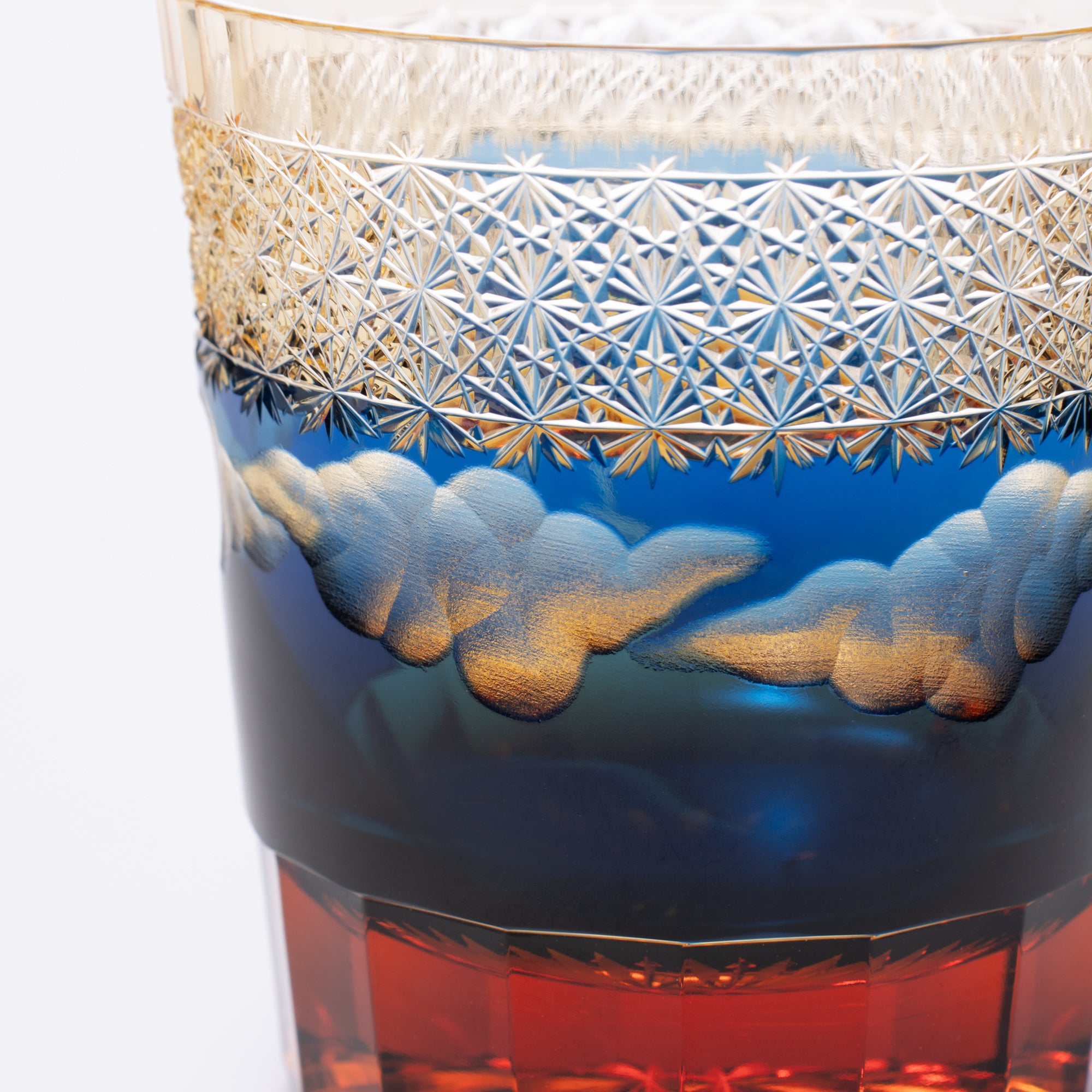 Hokusai Mt. Fuji Edo Kiriko Whiskey Glass