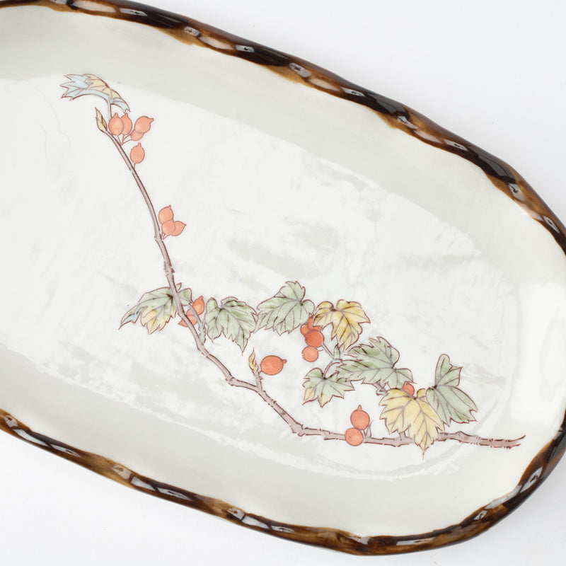 Hideyama Medley of Berries Kutani Oval Plate Set