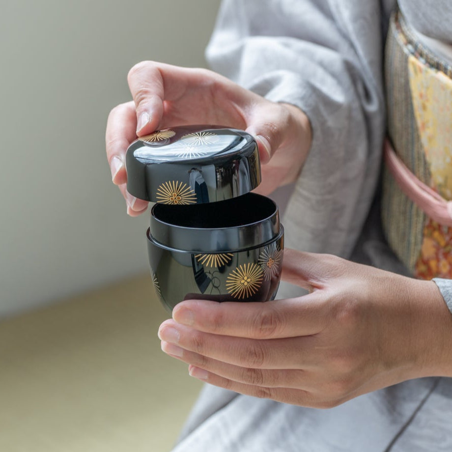 Gold and Silver Larch Tree Natsume Matcha Container