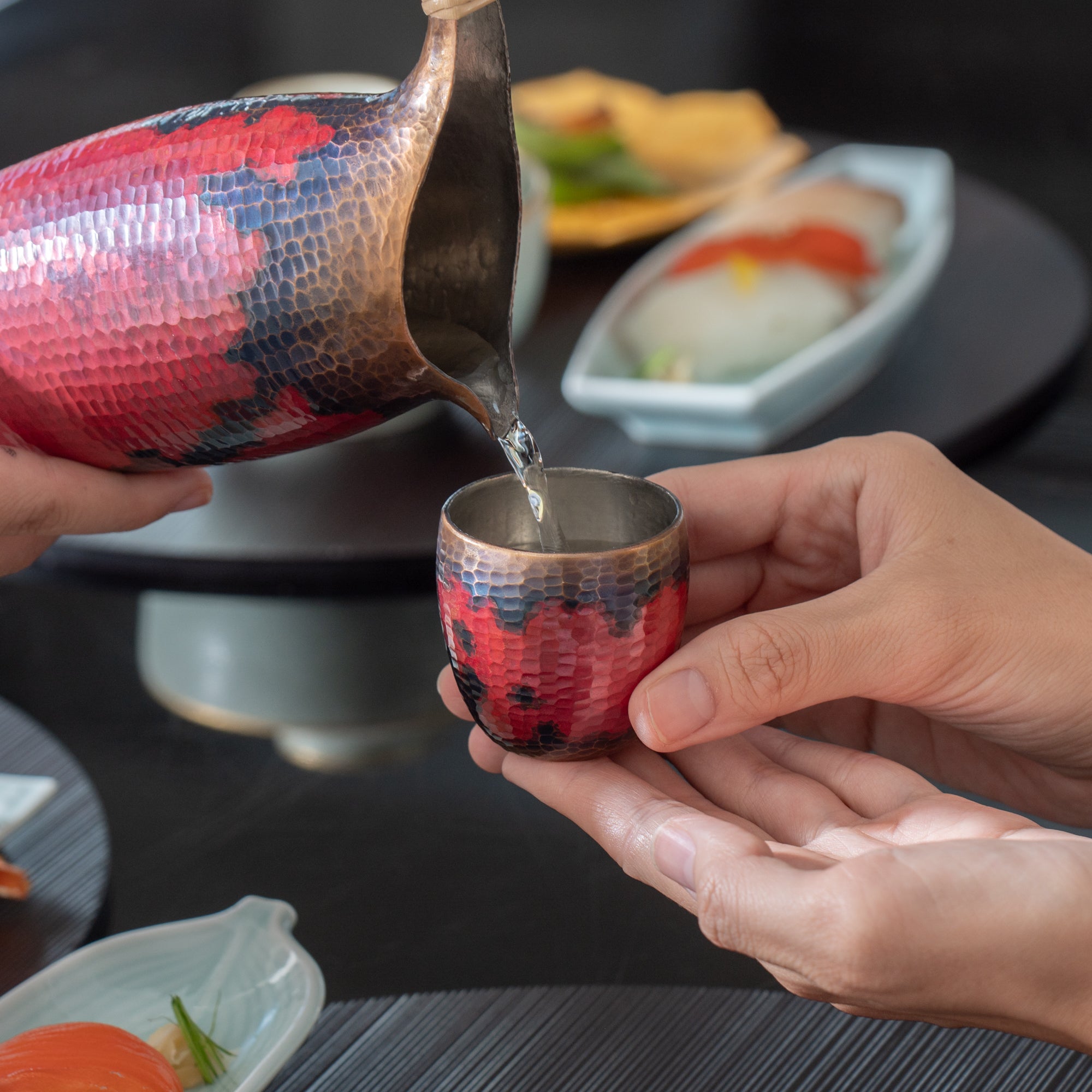 Madder Red Nishiki Guinomi Sake Cup